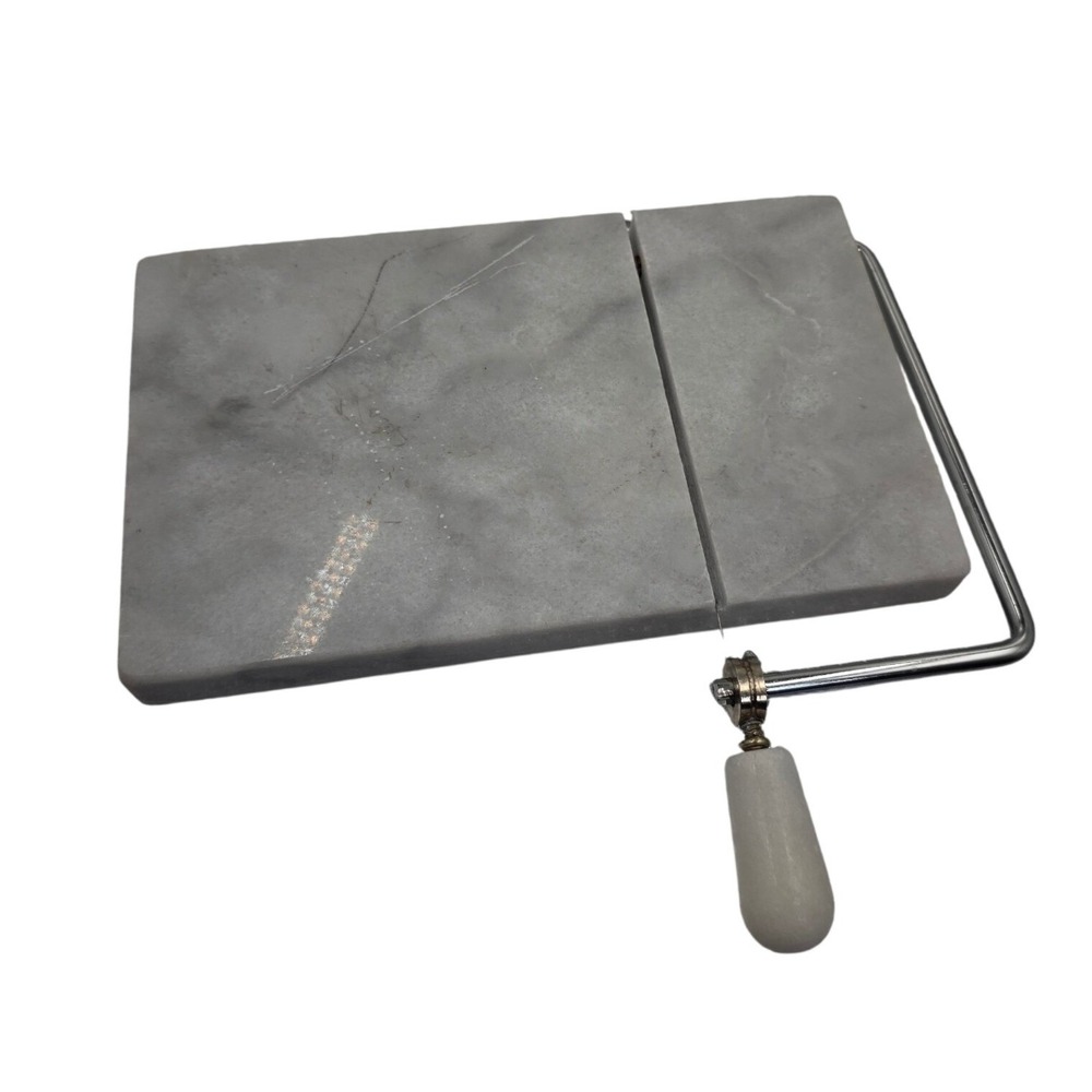 Grey Marble Cheese Slicer Board Stainless Steel Wire Cutter‎ Charcuterie O2